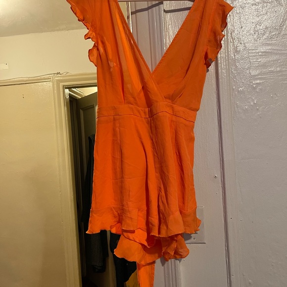 Bright Orange Tie Back Playsuit - Picture 7 of 7